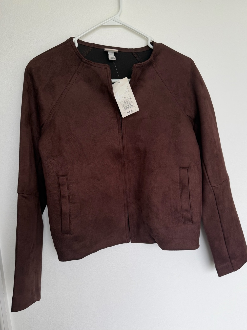 a new day Chocolate Brown Suede-Look Zip Jacket